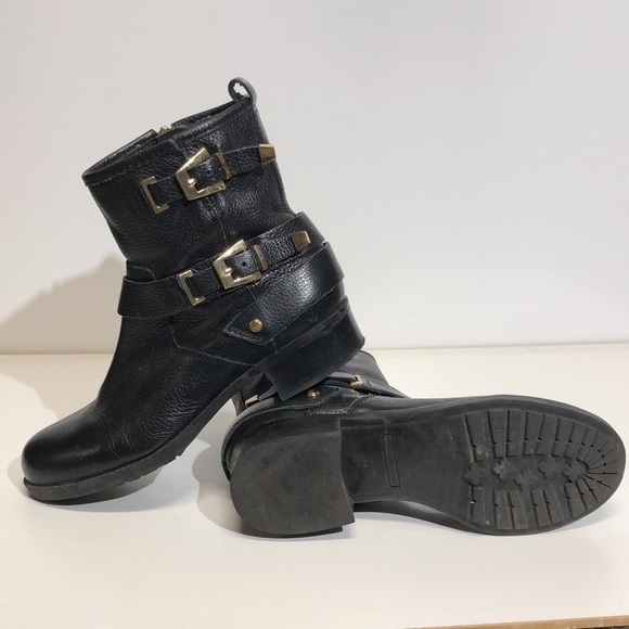 Mark fisher ankle booties | color black with gold buckles | size  5.5M - Picture 1 of 9